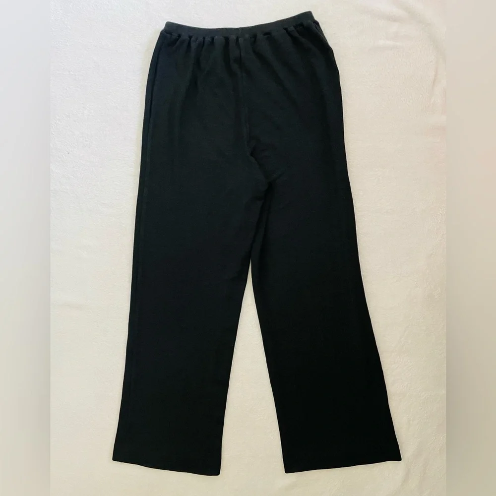 Eileen Fisher Women Pull-On Jersey Pants M Black Straight Leg Stretchy Casual